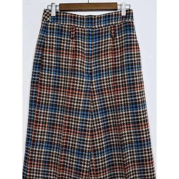 DOROTHEE SCHUMACHER Wide Leg Wool Blend Houndstooth Pants High Rise Size 1 - Picture 2 of 9